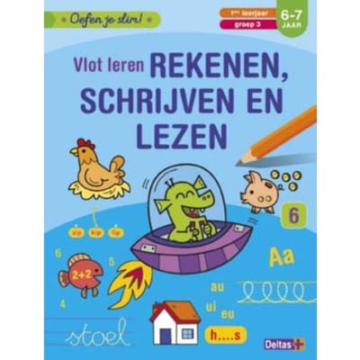 Deltas Oefen je slim! Vlot leren rekenen, schrijven en lezen (6-7j) Educatieve boeken (spelletjes en raadsels)