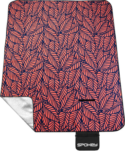Spokey picnicdeken Picnic Leaf - blauw / roze - 210 x 180 cm - polarfleece - waterdicht