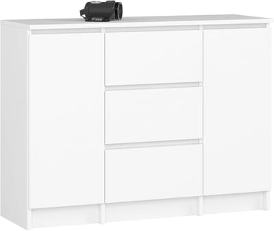 Ladekast K100 met 3 Lades en 2 Deuren / AKORD Furniture Factory / Wit / 101 x 76 x 35 cm