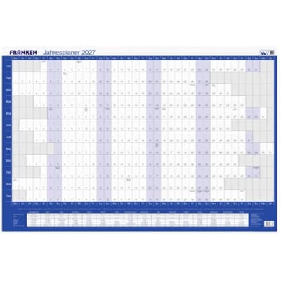 Franken PKH100227 Bureau onderlegger Jaarplanner 2027 Wit, Blauw (b x h) 910 mm x 610 mm 1 stuk(s) PKH100227