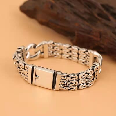 Thaise Zilveren Gevlochten Armband Heren Persoonlijkheid Dominant Eenvoudige Persoonlijkheid Trend Armband 20cm brown