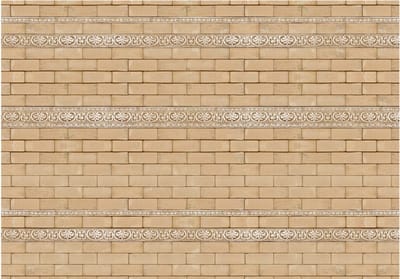 Fotobehangkoning - Behang - Vliesbehang - Fotobehang Bakstenen Muur met Ornamenten - Brick with ornaments - 400 x 280 cm
