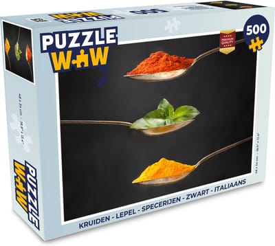 Puzzel Kruiden - Lepel - Specerijen - Zwart - Italiaans - Legpuzzel - Puzzel 500 stukjes