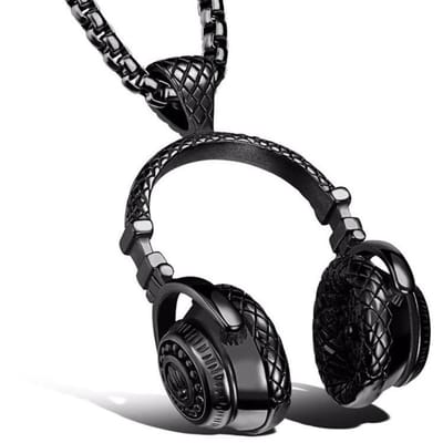 DJ Ketting met Koptelefoon Hanger - Zwart - Kettingen Heren -Dames Muziek Liefhebber - Papa Cadeau Voor Mannen - Vaderdag