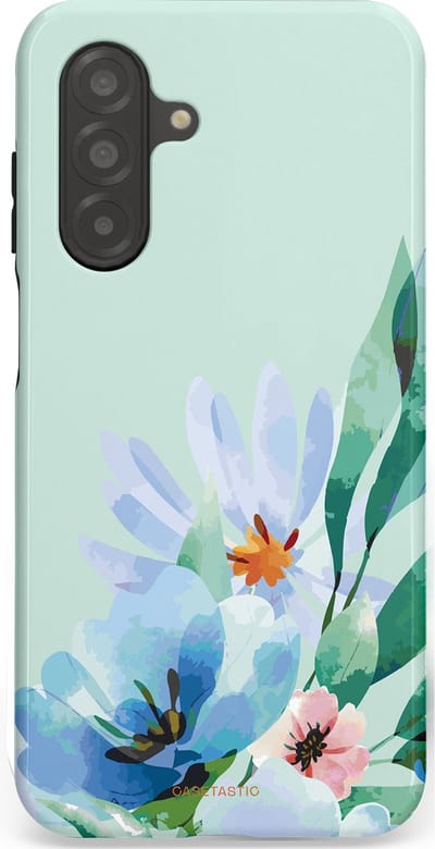 Casetastic hoesje geschikt voor Samsung Galaxy A26 - Dubbellaagse bescherming - Lente schildering - Fashion Case - Lichtgrijs Lichtblauw Mintgroen
