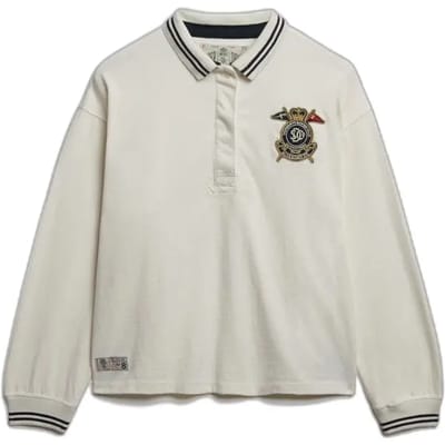 Superdry Crest Rugby Top White Grootte: 38
