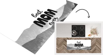 Keukenloper - Loper keuken - Spreuken - Quotes Best Mom Ever - Moederdag - Mama cadeau - zwart wit - 120x50 cm - Keukenloper vinyl