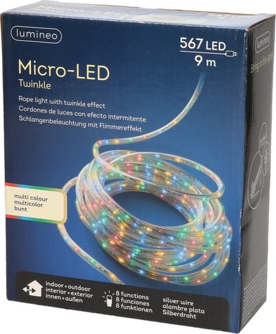 Lumineo Lichtslang - 567 led lichtjes - warm wit - 9 m - 8 lichtfuncties - kerstverlichting