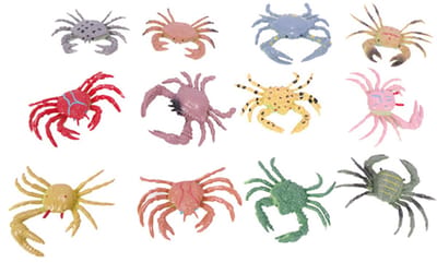 PIA Soft Toys - Speelgoed Krab in Zak - 12 stuks - 5 cm