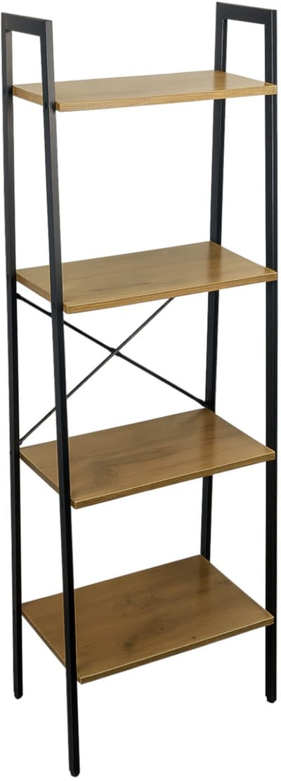 BEGRYF Ladderrek - Elzenkleur - 4 Niveaus - 56x34x138 cm - Metalen Frame - Industrieel Design