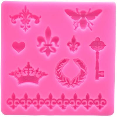 1 stuks Siliconen Retro Kroon Sleutel Vorm DIY Fondant Bakvorm Cake Chocolade Snoep Decoratie Gereedschap pink