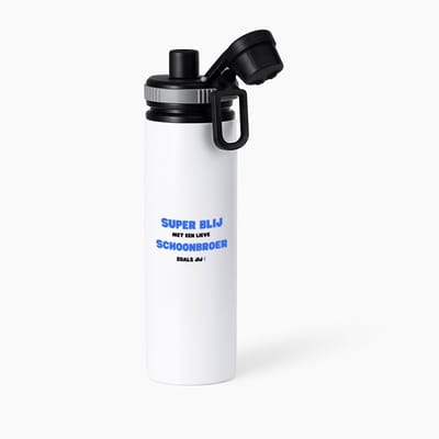 Hacebo® - super blij met een lieve schoonbroer zoals jij waterfles met draaidop grijs - Broer - de liefste schoonbroer - verjaardag - cadeautje voor broer - broer artikelen - kado - geschenk - water fles - 850ML