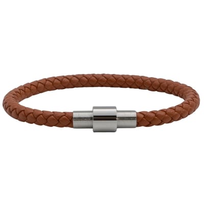 Marama - Herenarmband Bjorn Bruin - Sluiting Metaal Zilver - The Nordic Collection - RVS - leer - magneetsluiting - robuuste armband mannen - luxe geschenkverpakking
