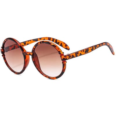 Retro Ronde Zonnebril Mannen Vrouwen Designer Plastic Montuur Oversized Trendy Wit Bruin Verloop Bril Lenzen As Picture