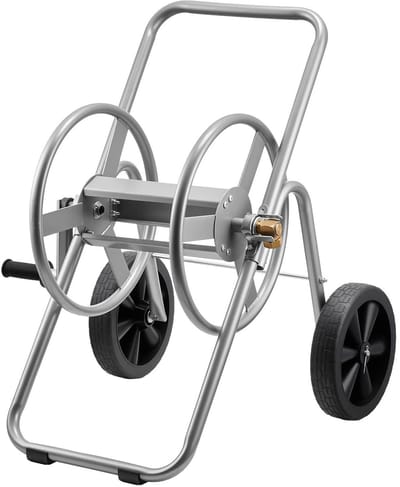 Slangwagen - Tuinslanghaspel op wielen - Capaciteit 60–90 m - Twee PU-wielen - Handgreep - Robuuste netmand - 530×650×740 mm
