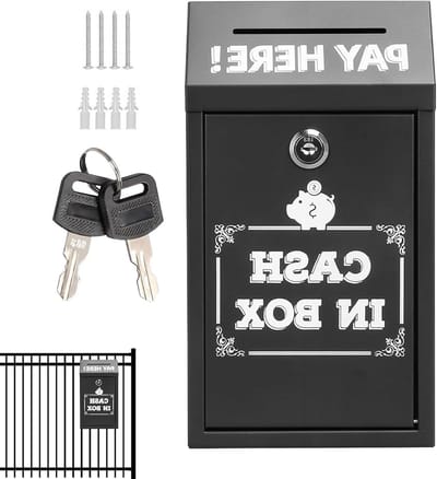 Donatiebox - Inzamelbus Brievenbus - Veilig Geld Opslaan - Roestwerend IJzer - 16.5cm Breed - Zwart
