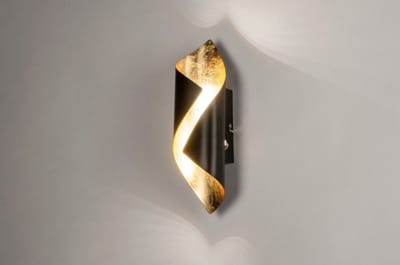 Lumidora Wandlamp 73541 - Voor binnen - LILIE - 2 Lichts - Ingebouwd LED - 5.0 Watt - 350 Lumen - 2700 Kelvin - Zwart - Goud - Metaal - Met dimmer