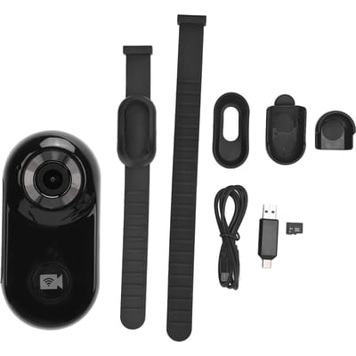 Caméra pour collier d'animaux avec carte mémoire 8 Go, mini caméra d'action HD 1080p pour chats et chiens, enregistrement vidéo pour l'extérieur noir