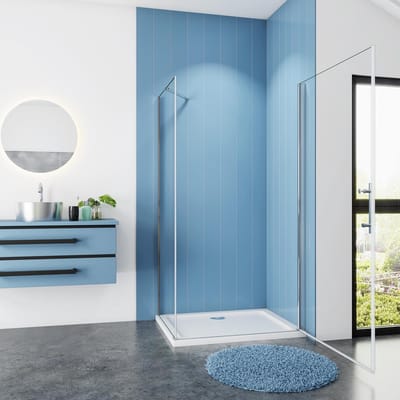 Serie Romy - Douchecabine Vierkant - 90x90 - Draaideur met Vaste Wand - Antikalk - Chroom -  6mm Helder Veiligheidsglas