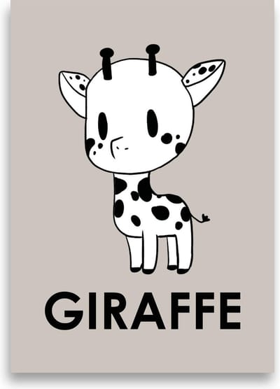 Kinderposter | Kinderkamer | Babykamer | Dieren | Wanddecoratie | A3 formaat | MOODZ design | Giraffe | Zand