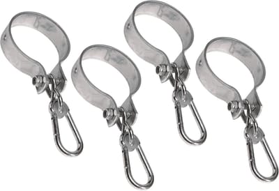 4x Schommelhaken / bevestigingshaken met spanband en karabijnhaak - diameter 10 cm - voor ophangen en bevestigen van schommels / voorwerpen - band schommelhaken / karabijnhaken