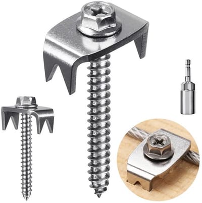 50 heknagels, 40 mm M5.5 stalen nagels, voor het bevestigen van hout met schroeven, geschikt voor gaashekken en vlechtwerk, met draadbevestigingen voor een sterke en betrouwbare verbinding.