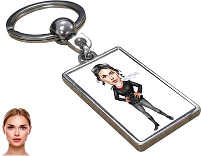 Moeder Karikatuur Piloot - Karikatuur Sleutelhanger met Jouw Foto - Sleutelhanger - Cadeau - Verjaardag - Kerst - Kado - Valentijn - Moederdag - Moederdag cadeautje - Moederdag cadeau voor mama - Gepersonaliseerd Cadeau