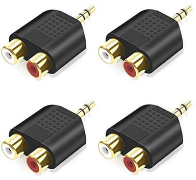 3,5 mm naar RCA Splitter 4 Stuks - Stereo Mannelijk naar Dubbele RCA Vrouwelijk Audioadapter
