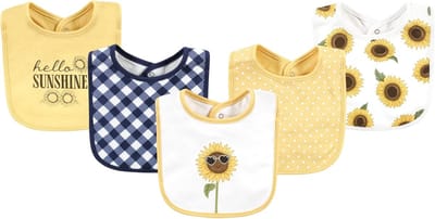 Set van 2 Katoenen Slabbetjes voor Baby Jongen en Meisje - Zonnebloem Druk