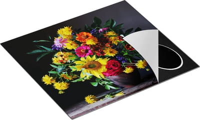 Chefcare Inductie Beschermer Vaas met Verschillende Bloemen - 60x50 cm - Afdekplaat Inductie - Kookplaat Beschermer - Inductie Mat