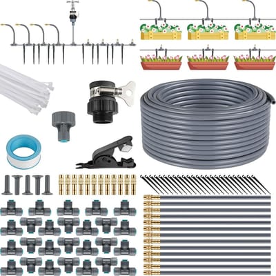 Automatisch Micro Drip Irrigatiesysteem van 25 meter voor Tuinplanten, Landschap en Kassen met Messing Sprinklers en Snelle Aansluiting