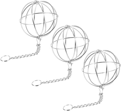 Voerballen Konijnen - Hengelende Voerdispenser - Knaagdieren Voeren - Roestvrij Staal - 3 Stuks - Zilverkleurig