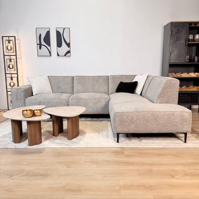 Dimehouse Hoekbank grijs chenille gemêleerd Ravi – rechts - Chenille - Scandinavisch & Basic - 262 x 83 x 195 cm