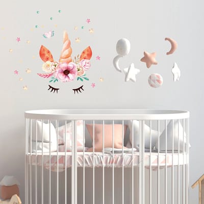 Muurstickers - Eenhoornbloemen - Transparante achtergrond - 120x120cm