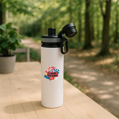 Hacebo® - Papa cadeau - waterfles met draaidop grijs - Papa - Vader cadeau - met opdruk - Vader cadeau - Vader cadeautjes - Vaderdag cadeau - Vader cadeautjes verjaardag - liefste papa - papa - Leuk kado om te geven - water fles - 850ML