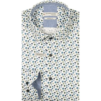 Giordano - Lange mouw overhemd - Heren - L - Groen - Katoen - 517822