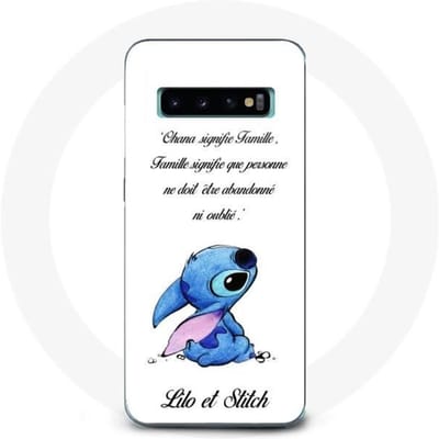 Hoesje voor Samsung Galaxy s10 plus Lilo en Stitch Ohana Quote Wit