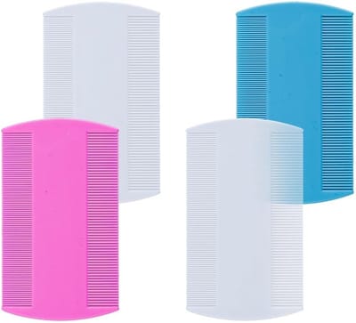 Set van 4 Dubbelzijdige Kammetjes in Meerdere Kleuren voor Nits en Vlooien, Geschikt voor Dikke Haren, Ideaal voor Huisdieren, Kinderen en Volwassenen