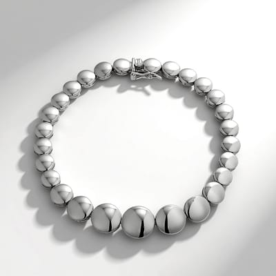 Cavill - Zilveren Armband 925 Sterling Zilver - Gerhodineerd - Tijdloze Zilveren Kralen Armband - Comfortabel & Stijlvol - Dames Sieraden