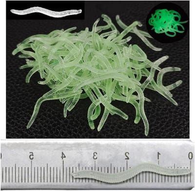 200 Stuks Glow-in-the-Dark Kunstmatige Aardwormen, Biologisch Afbreekbare Vissenaas, Zachte Siliconen Wormen voor Effectieve Visvangst
