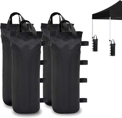 Zandzakken - Paviljoen Gewichten - 4 Stuks - Zandzakken voor Partytent - 47*20 cm - 600D Oxford - Zwart Partytent Gewichten - Tentgewicht - Zandzakken Set - Parasolvoet Gewicht - Pop-up Tent Stabilisatie - Waterbestendig