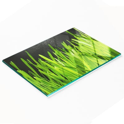 Multifunctionele decoratieve snijplank voor de keuken, gemaakt van gehard glas met een grasmotief, 80x52 cm