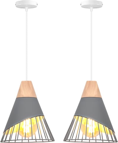2 Stuks Hanglampen Moderne E27 Kroonluchter Creatieve Plafondlamp voor Slaapkamer Woonkamer Keuken Grijs