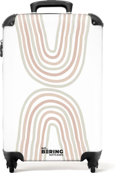 NoBoringSuitcases.com - Koffer - Pastel - Vormen - Patronen - Regenboog - Wit - Past binnen 55x40x20 cm en 55x35x25 cm - Trolley handbagage - Valiezen met wieltjes volwassenen - Reiskoffer op wielen - Rolkoffer lichtgewicht