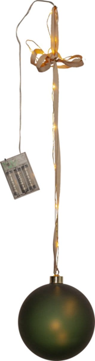Star Trading Batterijgevoede kerstlamp 'Bliss' met kerstbal, 18 dauwdruppel-LED's, timer, groen, Ø 15 cm