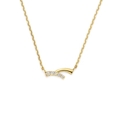 New Bling - 9NBG-0808 - gouden ketting met boogjes - 14 karaat - zirconia - 43+2,5+2,5cm