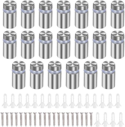 Dailygoods- Reclameschroeven 20 stuks - Roestvrij Staal - Afstandhouder Fietstas - Standoff Glas - Paneelwandhouder - Eenvoudig te Installeren - Afstandhouders