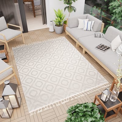 Tapiso Timber Vloerkleed Beige Outdoor Indoor Tapijt voor Buiten Maat- 140x200