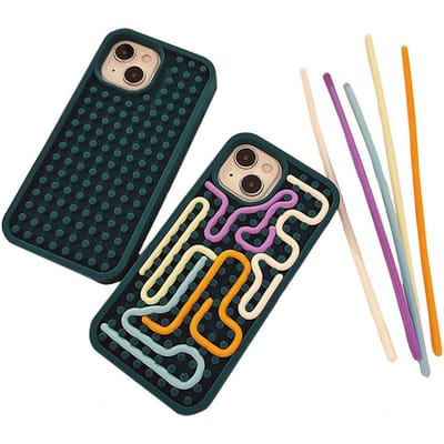Grappig sensorisch activiteitenbord, siliconen decompressie telefoonhoesje voor iPhone 16 15 14 13 12 11 17 Pro Max, zachte achterkant iPhone 13