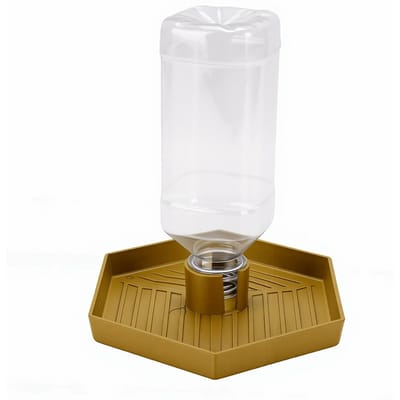 Distributeur d'eau pour reptiles Plateau hexagonal amovible Antidérapant Terrarium pour reptiles Abreuvoirs automatiques Distributeur Earthy Yellow